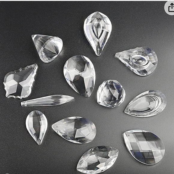 HANDCRAFTED Soldered Clear Crystal Tear Drop Pendant on Gunmetal Chain - Picture 8 of 10